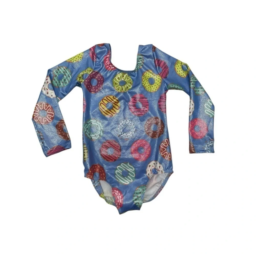 Colorful Donut Print Long Sleeve Gymnastics leotard Girls: S dance outfit